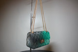 Small Woman Jelly Crossbody Bag, Black and Green