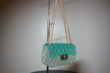Small Woman Jelly Crossbody Bag, Green and White
