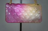 Small Woman Jelly Crossbody Bag, Yellow and Pink