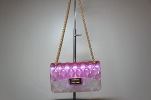 Small Woman Jelly Crossbody Bag, Pink and White