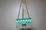 Small Woman Jelly Crossbody Bag, Green and White