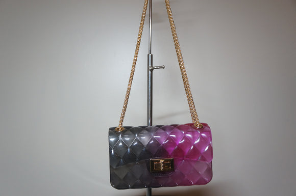 Small Woman Jelly Crossbody Bag, Black and Pink