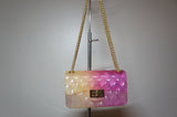 Small Woman Jelly Crossbody Bag, Yellow and Pink
